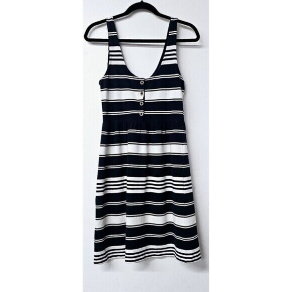 J CREW White Blue Striped Sleeveless Midi Dress (S) - Picture 4 of 4